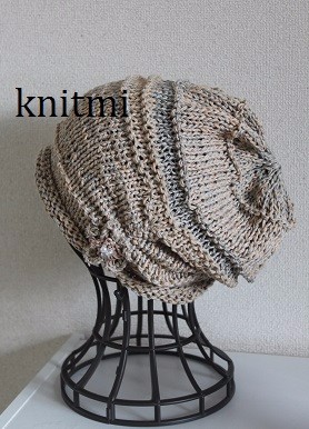 【コットン＆シルク】ゆるっとすっぽりOK★ニット帽子 ナチュラル