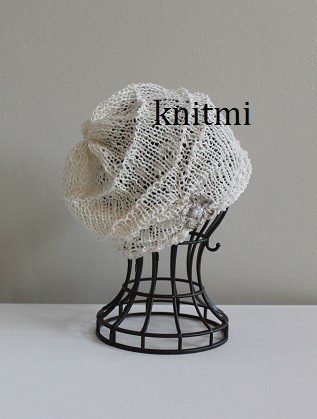 【リネン麻100%】ゆるっとしめつけないニット帽子　涼しい★麻　ホワイト　コサージュ付 4,838円