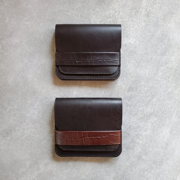 本革 三つ折り財布 レザー コンパクト財布 ミニ財布 メンズ レディース クロコ eversoul_eplus1055