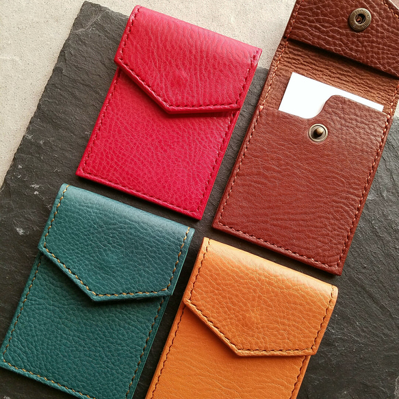 ◼Slim Leather Cardcase◼　送料無料　イタリアンレザー使用　シンプル 1枚目の画像