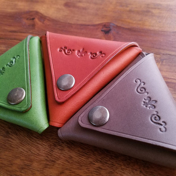 【スポット品】◼Classical Triangle Leather Coincase◼　送料無料　イタリアンレザー 3枚目の画像