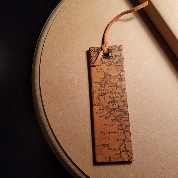 ◼Old Map Leather Bookmark Tag◼　送料無料 3枚目の画像