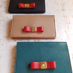 ■Otonaribbon Business Cardholder■　送料無料　イタリアンレザー使用 4枚目の画像