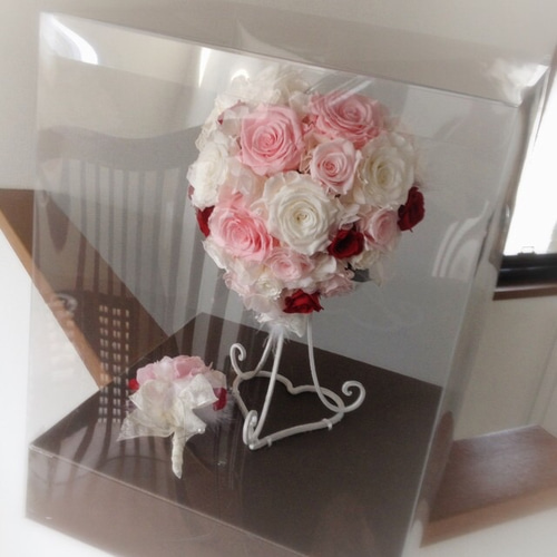 ハートのウェディングブーケ❤︎専用スタンド・ボックス付き❤︎送料込  