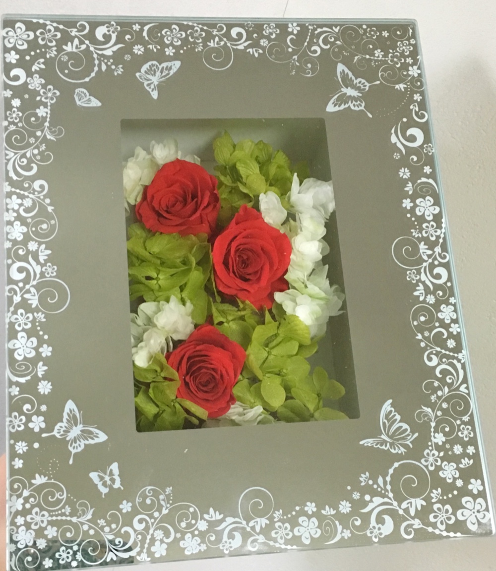 ミラーフレームとバタフライの母の日アレンジ【プリザ】母の日ギフト