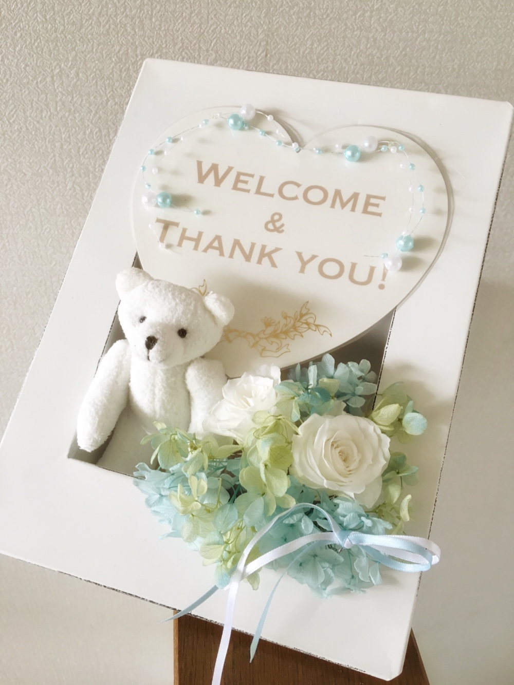 サムシングブルーのウェルカムボード【プリザ】ウェルカムベア付き❤︎