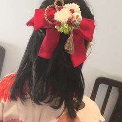 お花のはいからさんリボン飾り【髪飾り・造花】卒業式・袴に！ 1枚目の画像