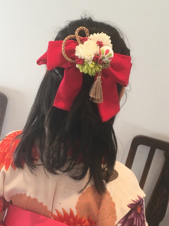 お花のはいからさんリボン飾り【髪飾り・造花】卒業式・袴に！ 1枚目の画像
