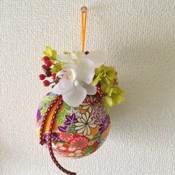 お正月アレンジ❤︎TEMARI【プリザ＋造花】壁掛け専用アレンジ 3枚目の画像