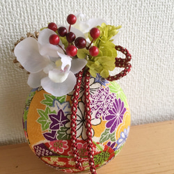 お正月アレンジ❤︎TEMARI【プリザ＋造花】壁掛け専用アレンジ 6枚目の画像