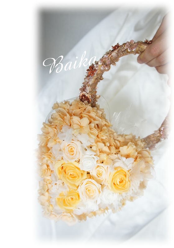 ハートバッグのウェディングブーケ❤︎ブートニア付❤︎【プリザーブドフラワー】 15,330円