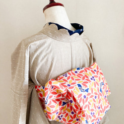 【受注生産】洗える綿ポリ着物　衿スカラップ　織りドット　”ミルクティーベージュ”　(Mサイズ) 6枚目の画像