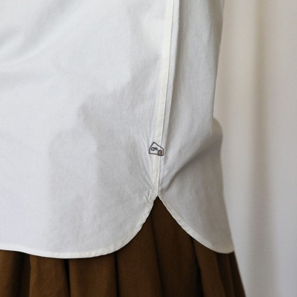 Organic Cotton Band Color Cotton Shirt (Ivory) [Unisex] size4 第4張的照片