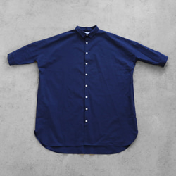 柔軟的棉質長襯衫（法國藍色）[男女皆宜] 第3張的照片