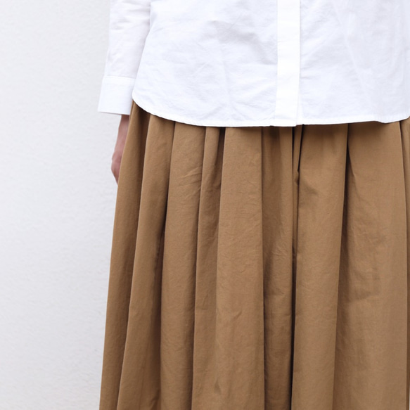 柔軟的棉質長裙[棕色] 第4張的照片