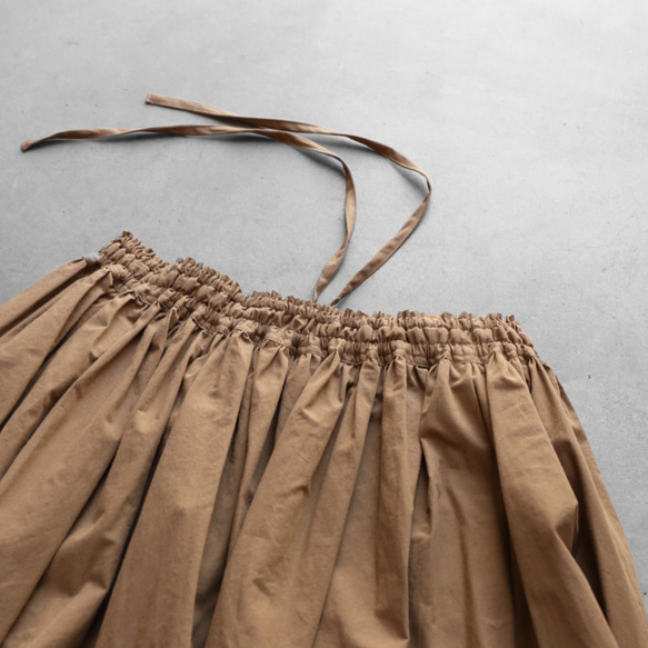 柔軟的棉質長裙[棕色] 第6張的照片