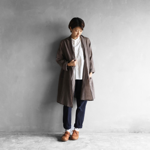 HUISハウスFウォッシャブルウールロングカーディガンライトブラウン