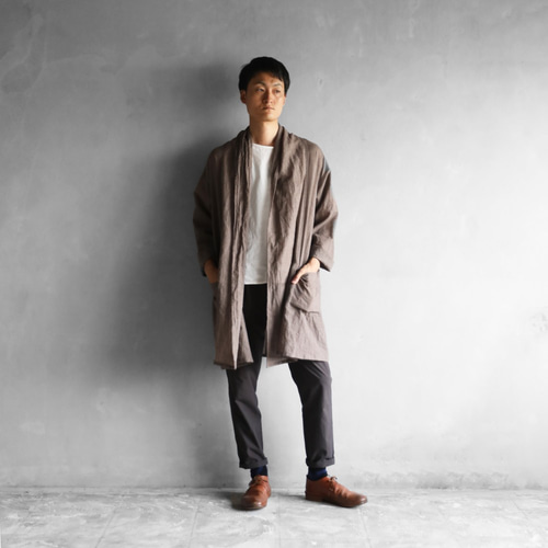 ウォッシャブルウールロングカーディガン（チャコールブラウン）【ユニ  