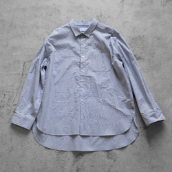 コードレーンビッグシャツ（白×黒細ストライプ）【ユニセックス】 2枚目の画像