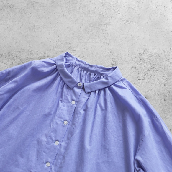 光滑的棉質連衣裙寬（藍色）[女士] 第8張的照片
