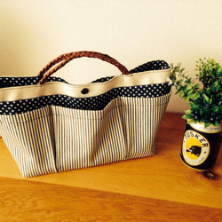 【受注制作】16pockets Bag in bag ＜white＞ 1枚目の画像