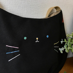 【受注制作】デブねこBag★Oneショルダー ＜黒猫さん・S＞ 2枚目の画像