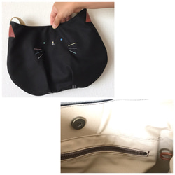 【受注制作】デブねこBag★Oneショルダー ＜黒猫さん・S＞ 5枚目の画像