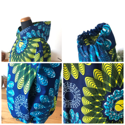 ＜Sweet African＞アフリカ生地のzip-upパーカー＜Blue Flower＞for Woman 4枚目の画像