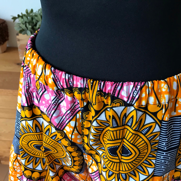 ＜Sweet African＞アフリカ生地のtack wide pants＜Pink×Orange Luxury＞ 3枚目の画像