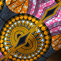 ＜Sweet African＞アフリカ生地のtack wide pants＜Pink×Orange Luxury＞ 4枚目の画像