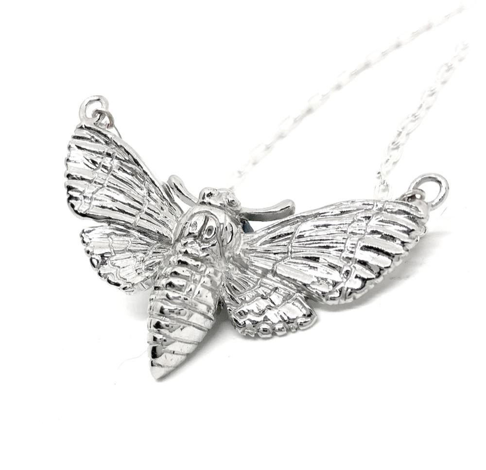 SOLID DESIGN SD-540 生き物図鑑 蛾シリーズ 【髑髏蛾ネックレス】シルバー925