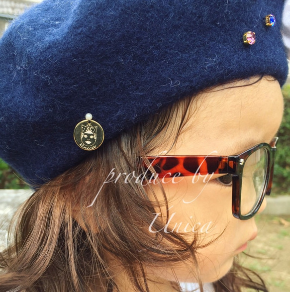 ブタちゃんこども用ベレー≪Beret［mini puguipugu／Kids／Navy］B-5043≫ 4枚目の画像