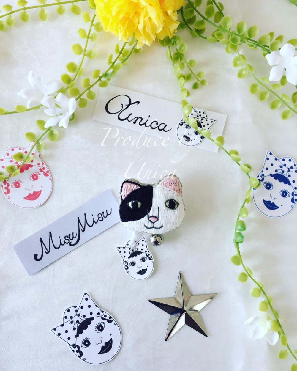 ねこちゃん刺繍ブローチ☆Rich≪Brooch［misumisu］A-0003