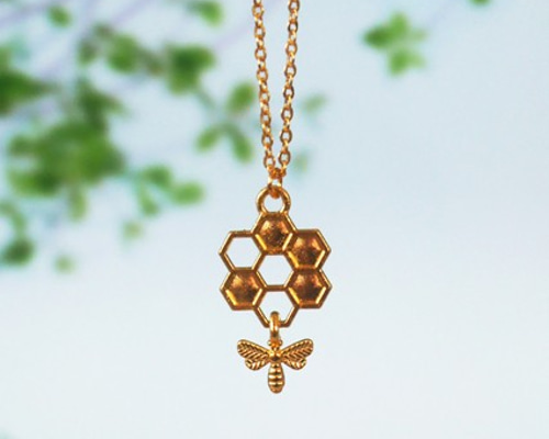 最高品質 ローズゴールドハニカム蜂の巣にネックレス neck-057.jpg