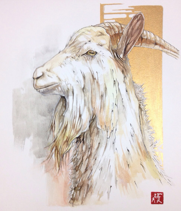金のヤギ 絵画 座敷小僧 通販 3325678｜Creema(クリーマ) ハンドメイド