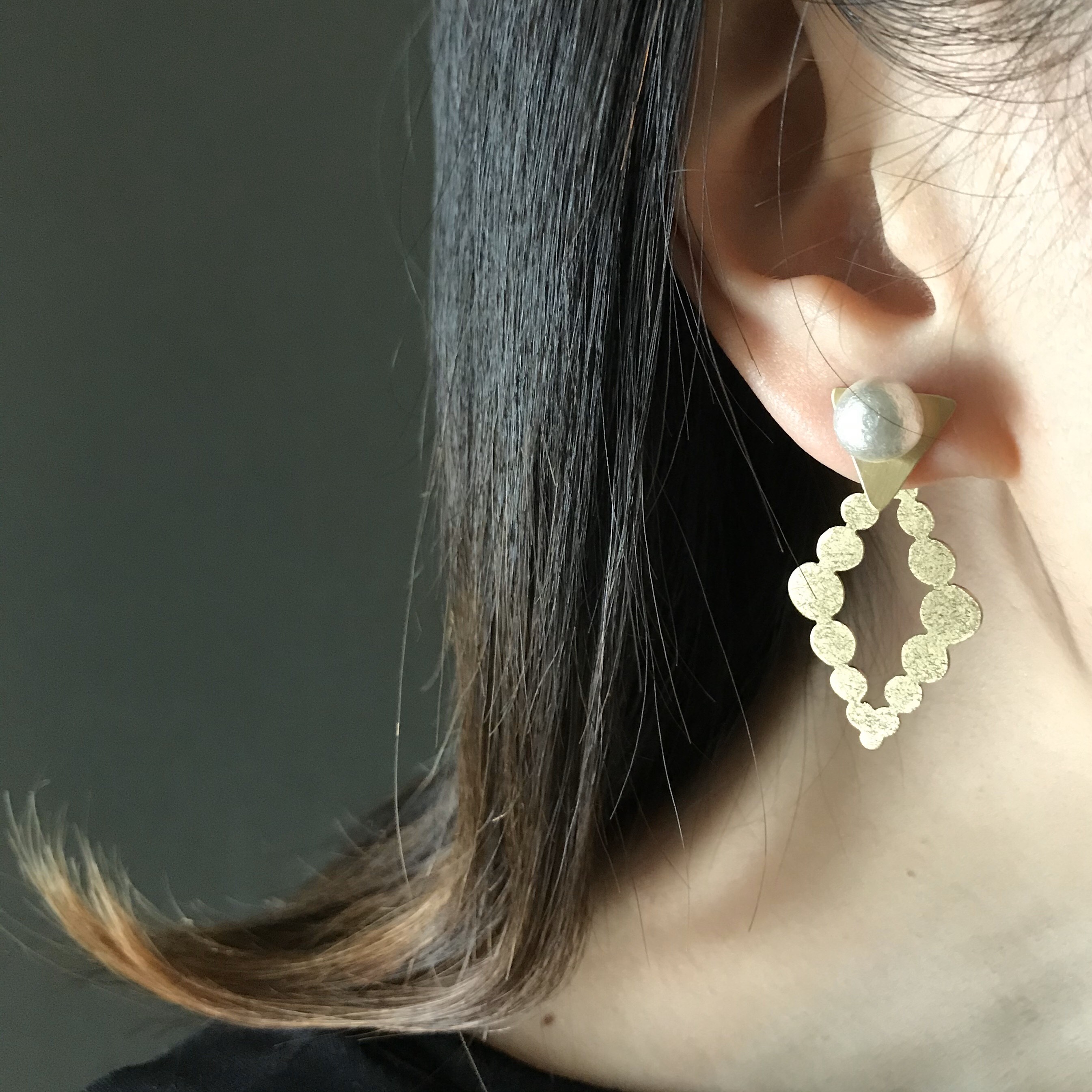 sukashiコットンパールピアス【ひし】