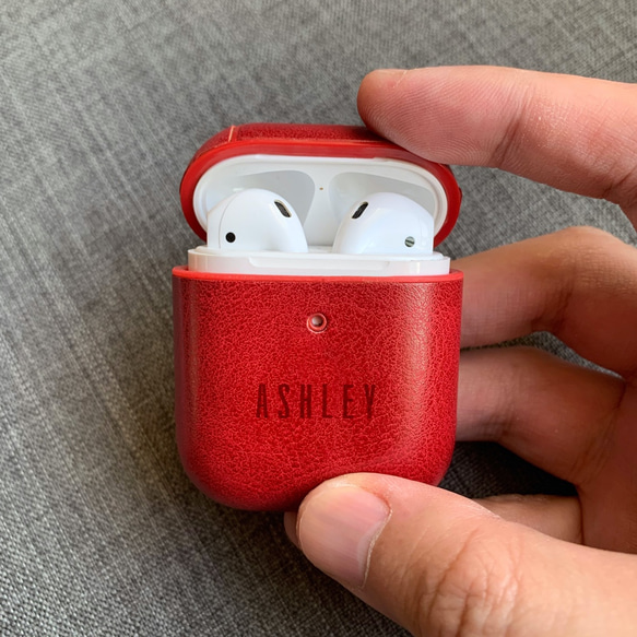 おしゃれ　AirPods ケース 文字入れ可能 第 1 & 2 世代 レザー 革 全面保護ケース 6枚目の画像