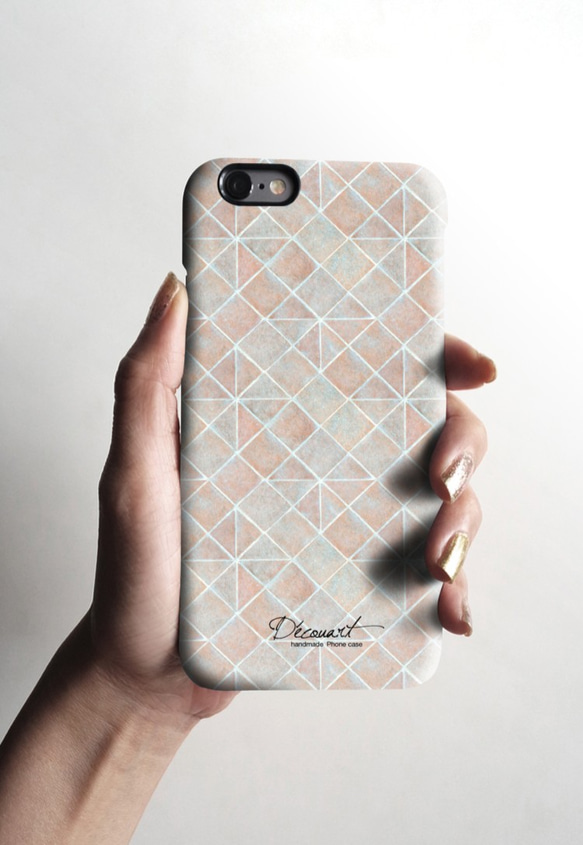 粉色和白色瓷磚圖案兼容所有 iPhone 型號智能手機保護殼 050 Wall 第9張的照片