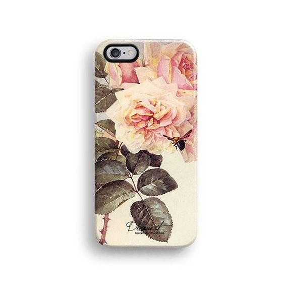 兼容所有 iPhone 型號智能手機保護套 095 墨水玫瑰花 第7張的照片
