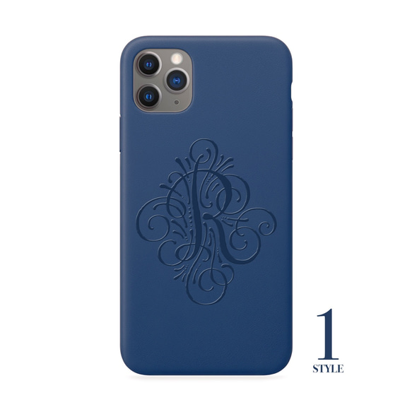 [免費輸入姓名] 皮革皮革 iPhone 智能手機保護套（藍色） 第1張的照片