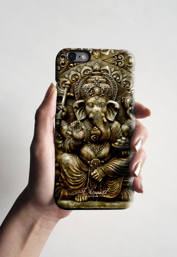 兼容所有 iPhone 型號智能手機保護套 1883 象佛雕像 第2張的照片