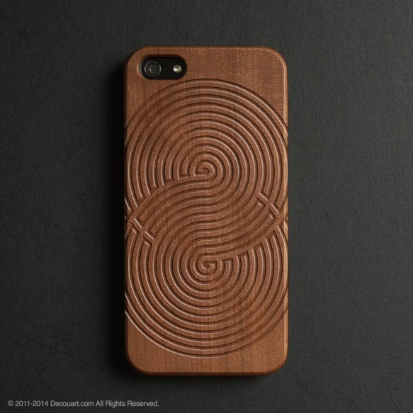 天然木材的木雕iPhone 11 / 11Pro兼容所有iPhone型號智能手機套002螺旋形 第2張的照片