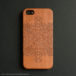 天然木材的木雕iPhone 11 / 11Pro與所有iPhone型號兼容智能手機外殼012花 第2張的照片