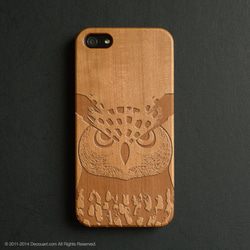 天然木材的木雕iPhone 11 / 11Pro與所有iPhone型號兼容智能手機外殼029梟 第2張的照片