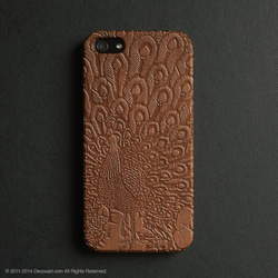 天然木の木彫り iPhone 11 / 11Pro iPhone全機種対応 スマホケース　039 孔雀 2枚目の画像