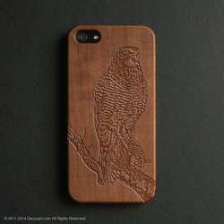 天然木材的木雕iPhone 11 / 11Pro兼容所有iPhone型號Smartphone Case 040 Hawk 第2張的照片