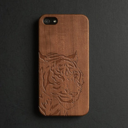 適用於所有型號的iPhone 11 / 11Pro iPhone兼容的木雕木紋手機殼049 Tiger 第2張的照片
