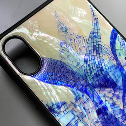 名入れ可 天然貝シェル 鯨 iPhone 15 全機種対応 ケース ステンドグラス風  ソフト耐衝擊 カバー 005 7枚目の画像