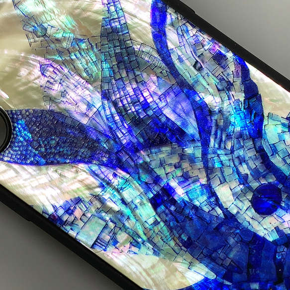 名入れ可 天然貝シェル 鯨 iPhone 15 全機種対応 ケース ステンドグラス風  ソフト耐衝擊 カバー 005 11枚目の画像