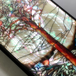 個人化天然貝殼外殼相容於所有 iPhone 15 型號彩色玻璃風格生命之樹防震保護套 007 第11張的照片
